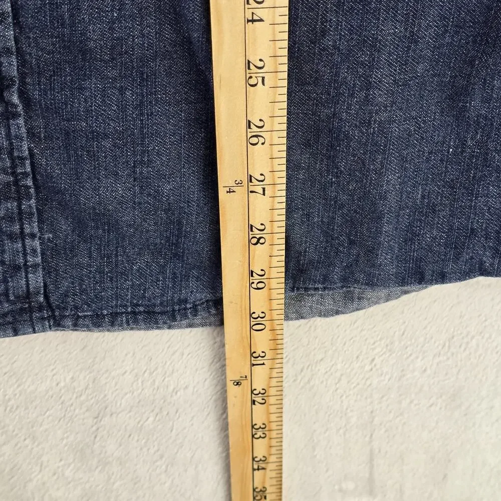 Levis Denim Pearl Snap Shirt Mens XL Blue Dark Wash Western Long Sleeve Pockets